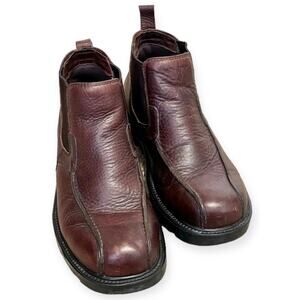 GBX Smooth Brown Chunky Lug Sole Y2K 90s Chelsea Ankle Boots Men's Size 10